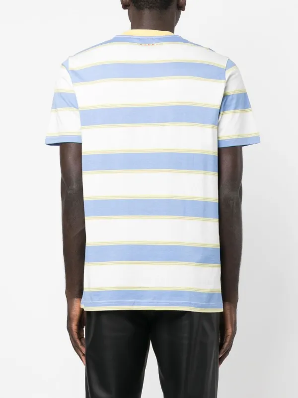 Marni stripe-print short-sleeved T-shirt | Blue | FARFETCH