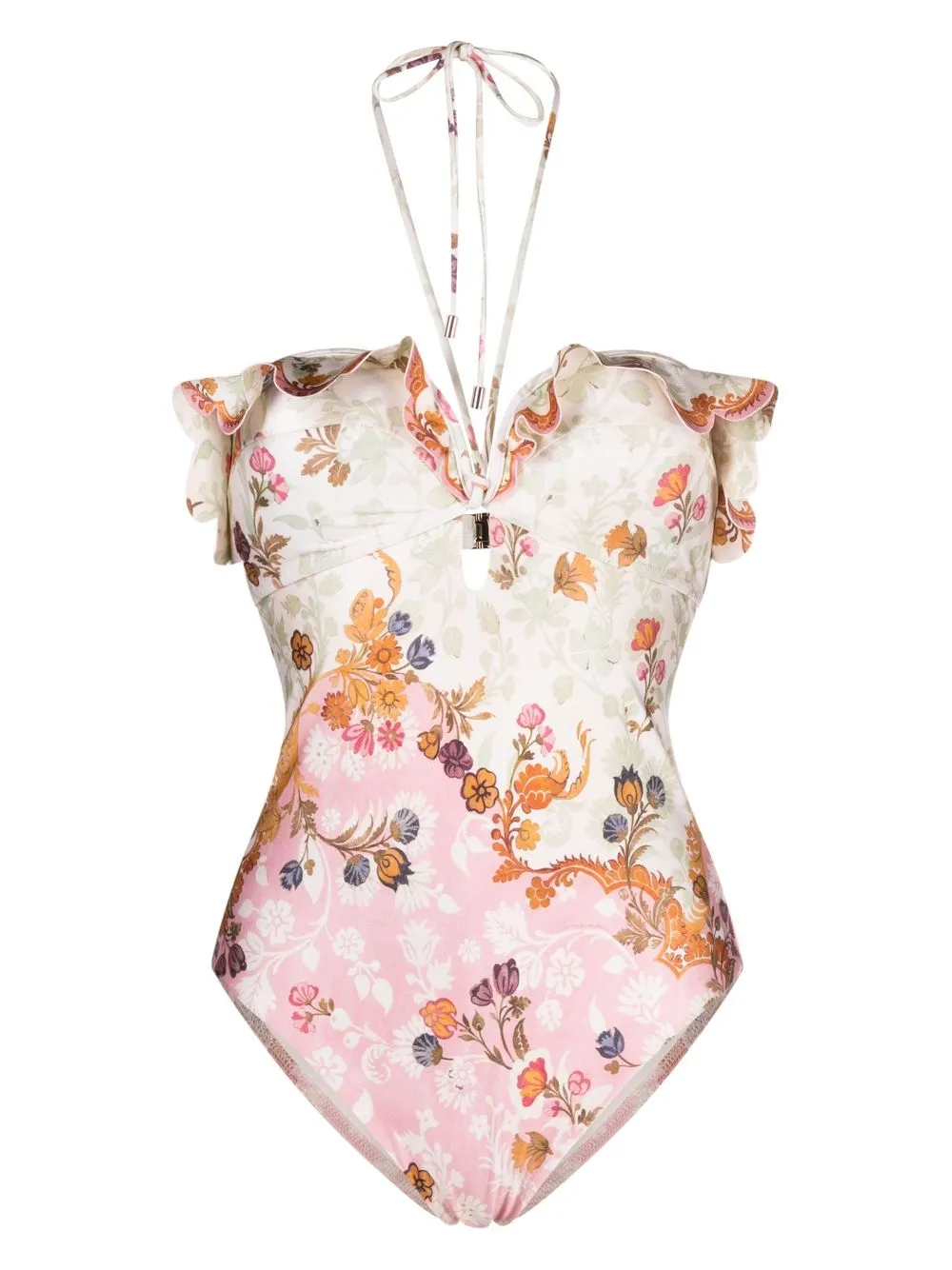

ZIMMERMANN floral-print ruffled swimsuit - Pink