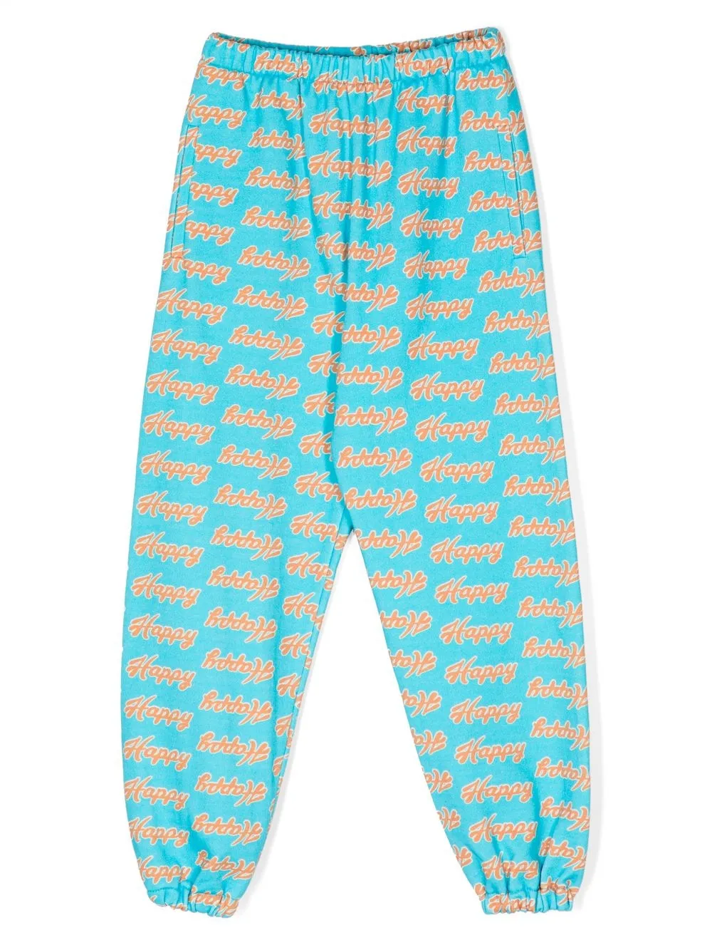 Natasha Zinko Kids' Happy-print Track Pants In Blue