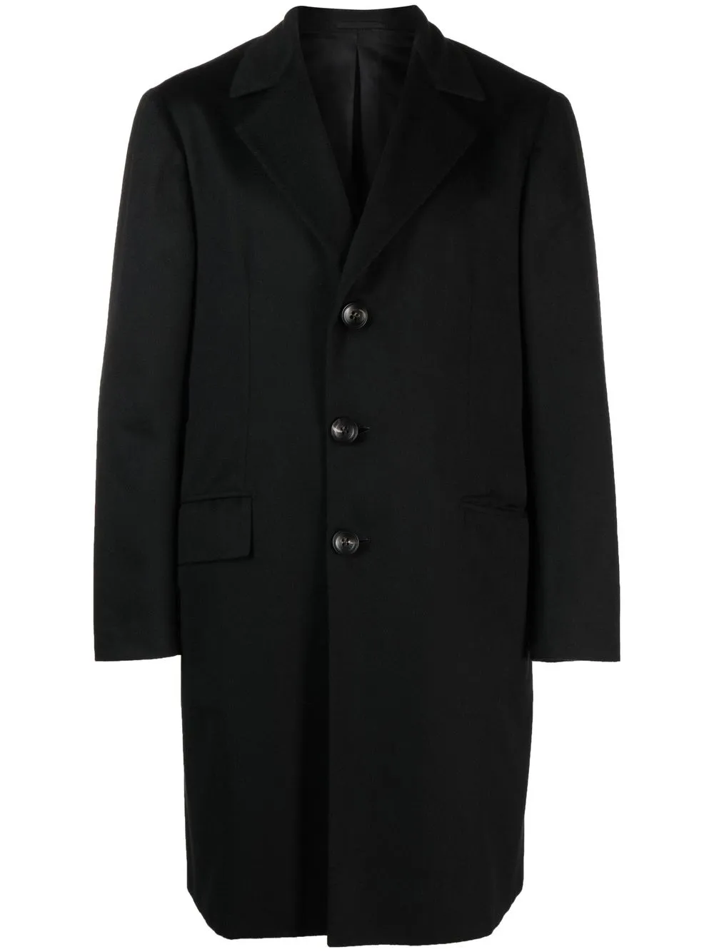 

Kiton notched lapels single-breasted coat - Black