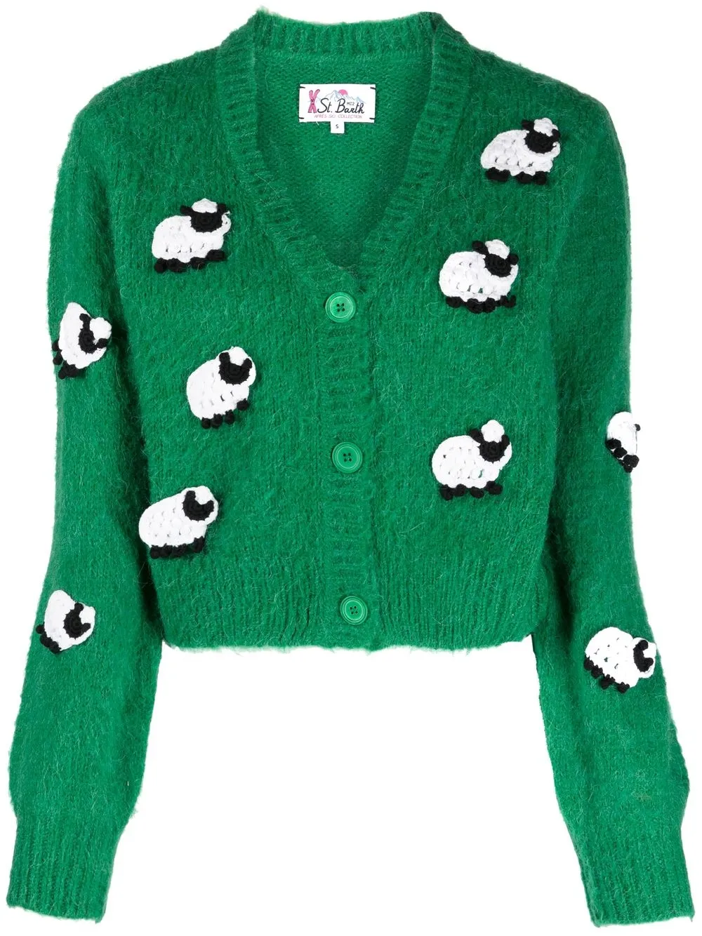 

MC2 Saint Barth sheep appliqué alpaca-blend cardigan - Green