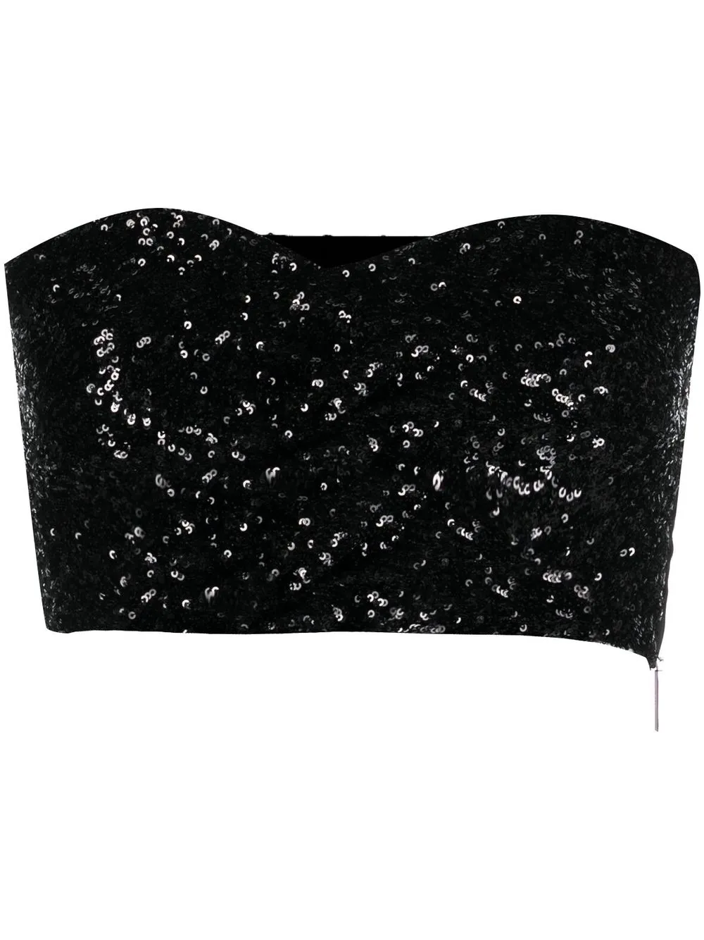 

MSGM twist-detail sequinned strapless top - Black