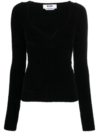 MSGM チェックフリンシエッシショツ 3741MDB11247628 99 MSGM Women's Long Sleeve Crop Top 3441MDM183 237279 99