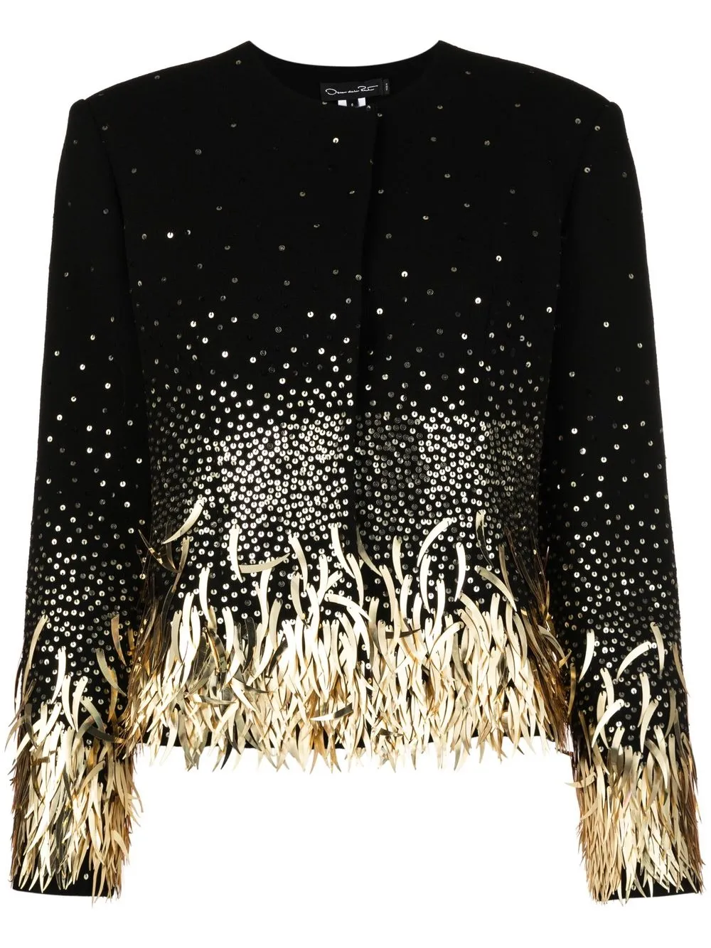 

Oscar de la Renta feather sequin-embellished jacket - Black