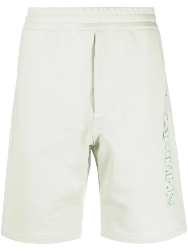 Alexander McQueen Embroidered-logo Bermuda Shorts in Green