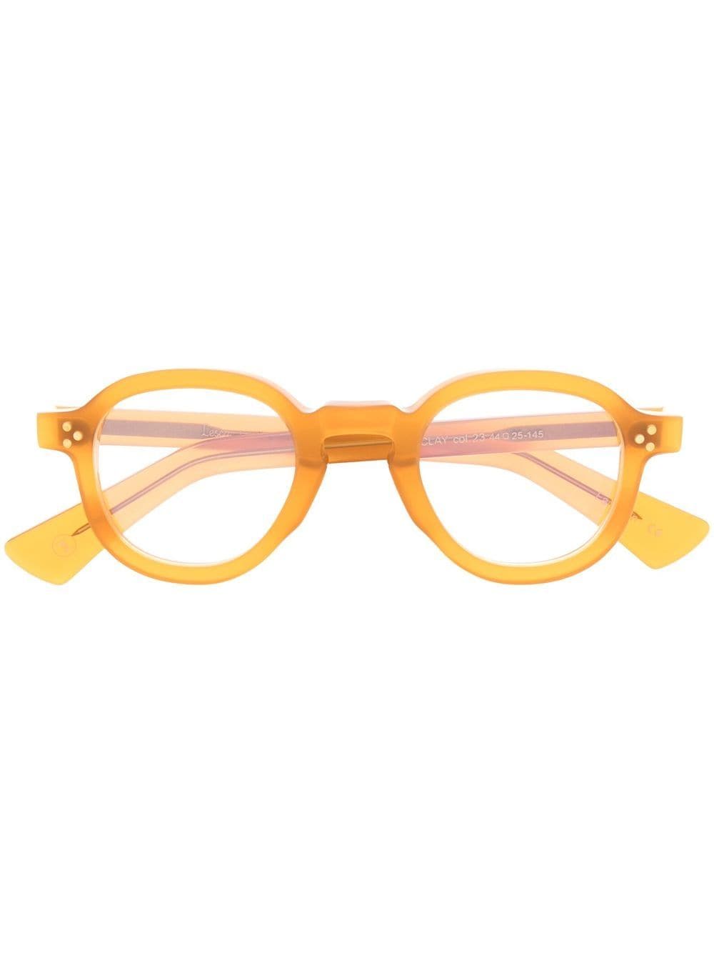 Lesca Logo-print Round-frame Glasses