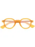 Lesca logo-print round-frame glasses - Orange