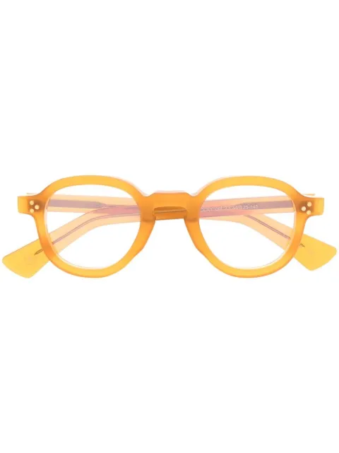 Lesca logo-print round-frame glasses