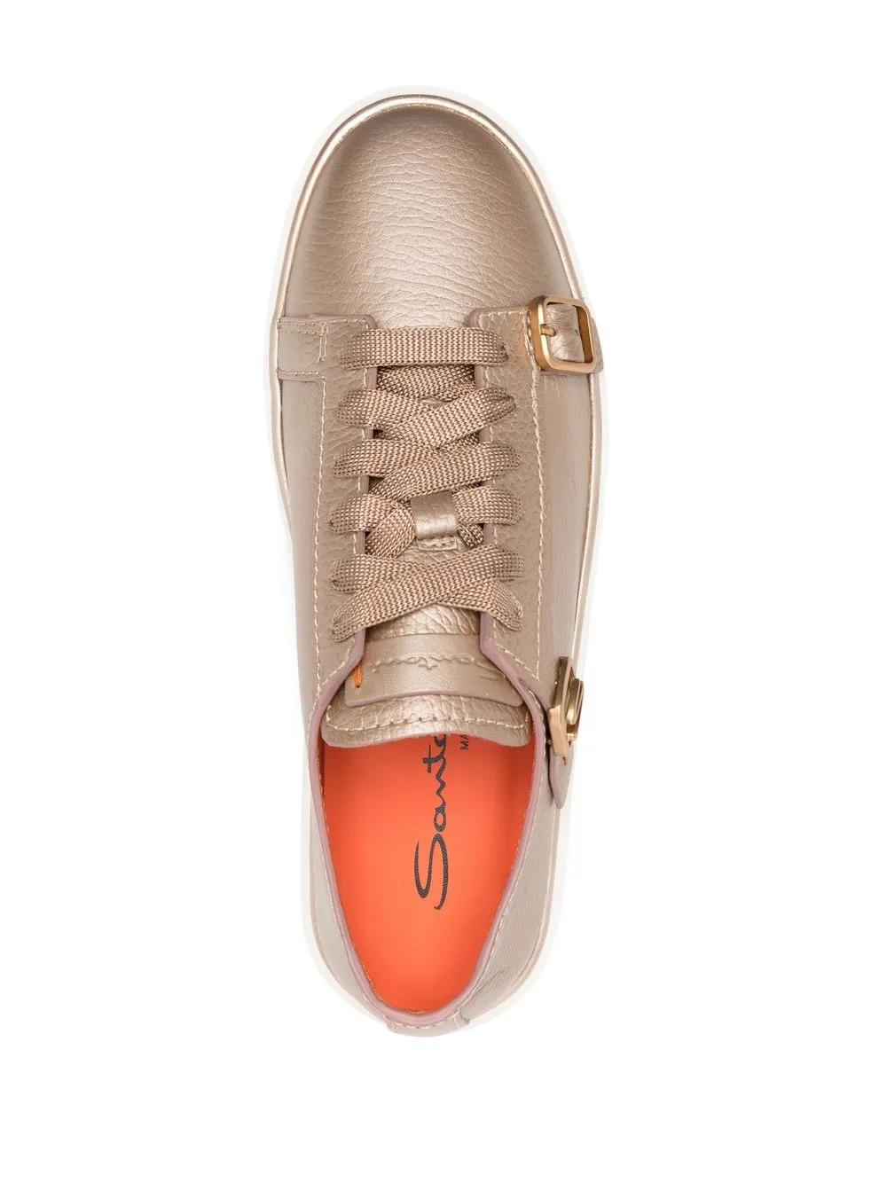 Santoni Metallic Buckle-strap Sneakers In 金色