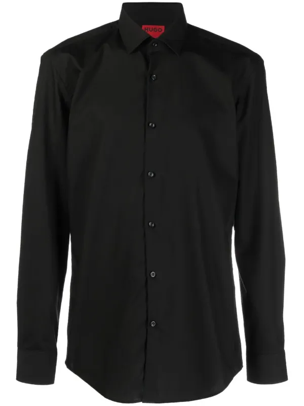 HUGO long-sleeve Cotton Shirt Black FARFETCH IN