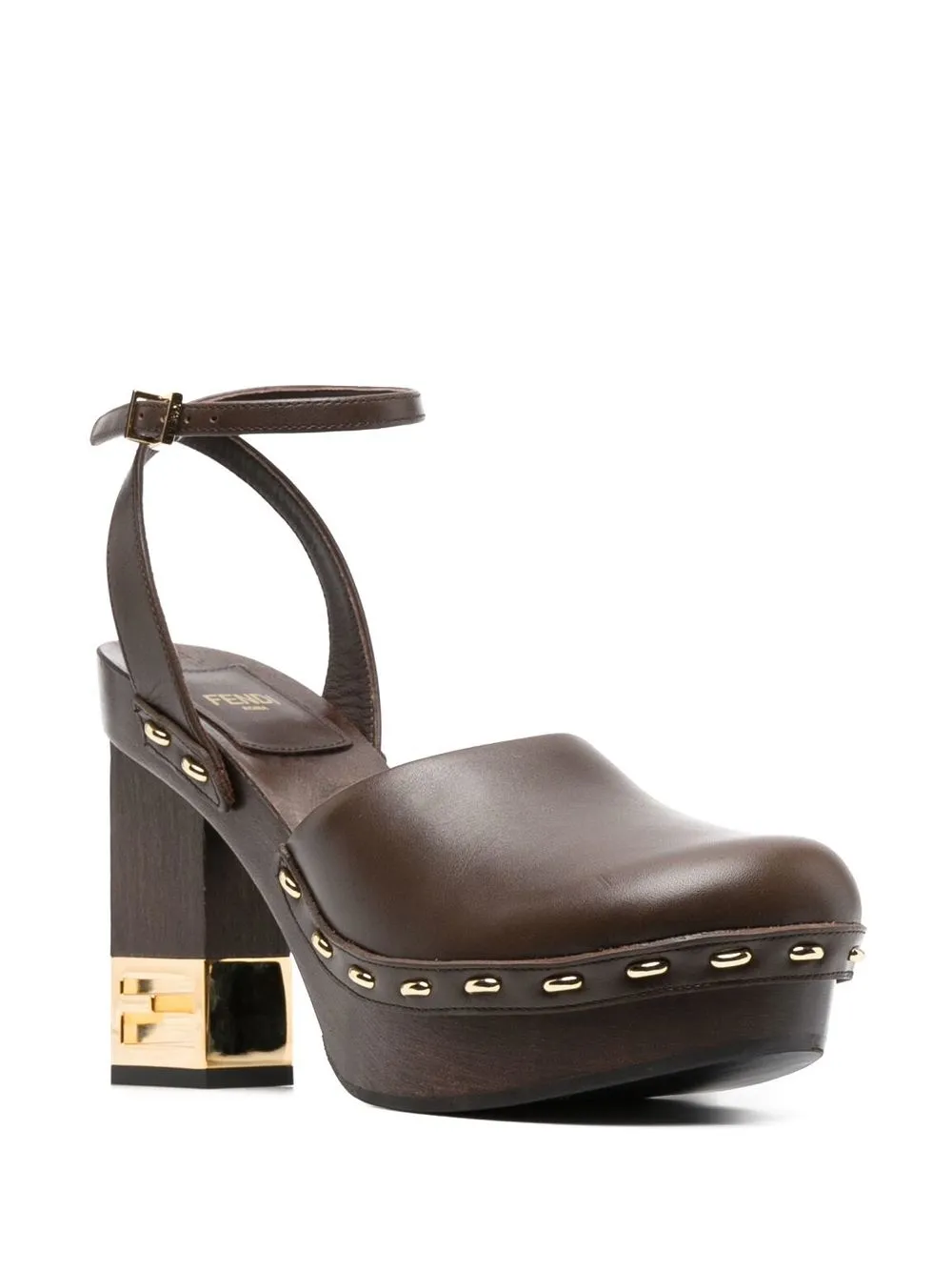 FENDI Baguette Show 115mm leather pumps Brown