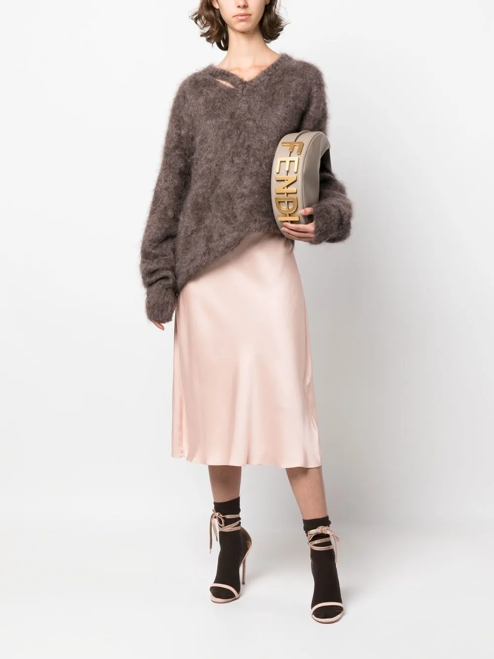 FENDI graphy leren schoudertas - Beige