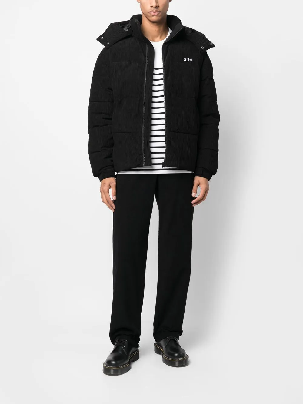 

ARTE corduroy hooded padded jacket - Black