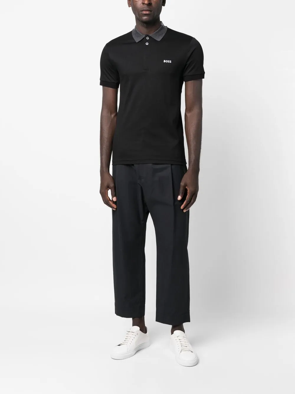 BOSS Poloshirt met geborduurd logo - Zwart