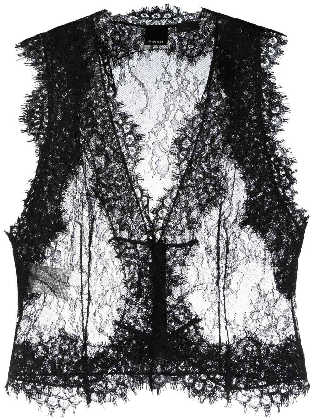 PINKO sheer lace sleeveless blouse - Black
