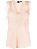 PINKO semi-sheer lace-panelled top
