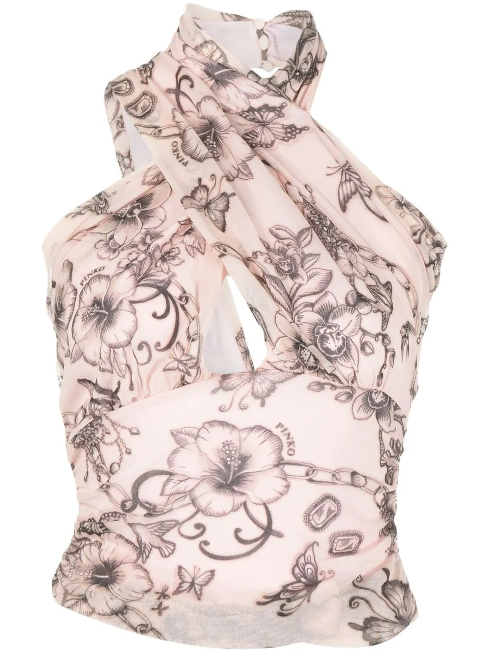 

PINKO asymmetric halterneck blouse - Neutrals
