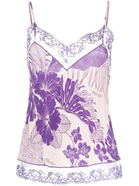 PINKO printed lace-embroidery top