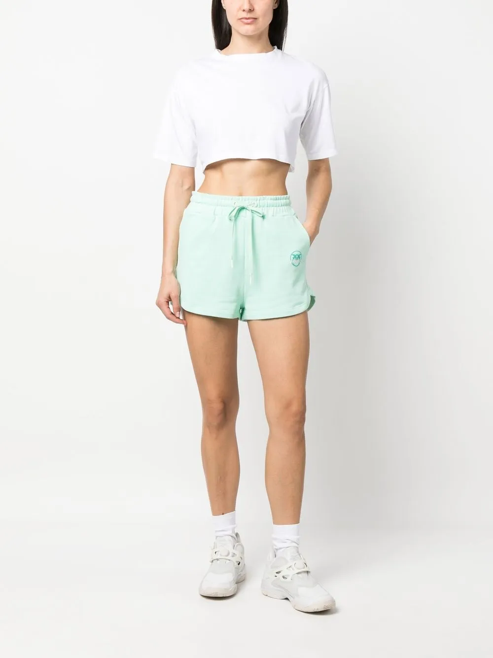 PINKO Shorts met logoprint - Groen