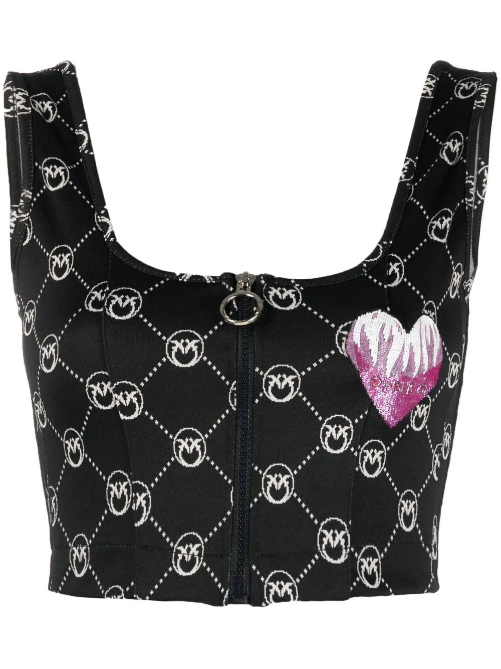 

PINKO bead-embellished logo crop top - Black
