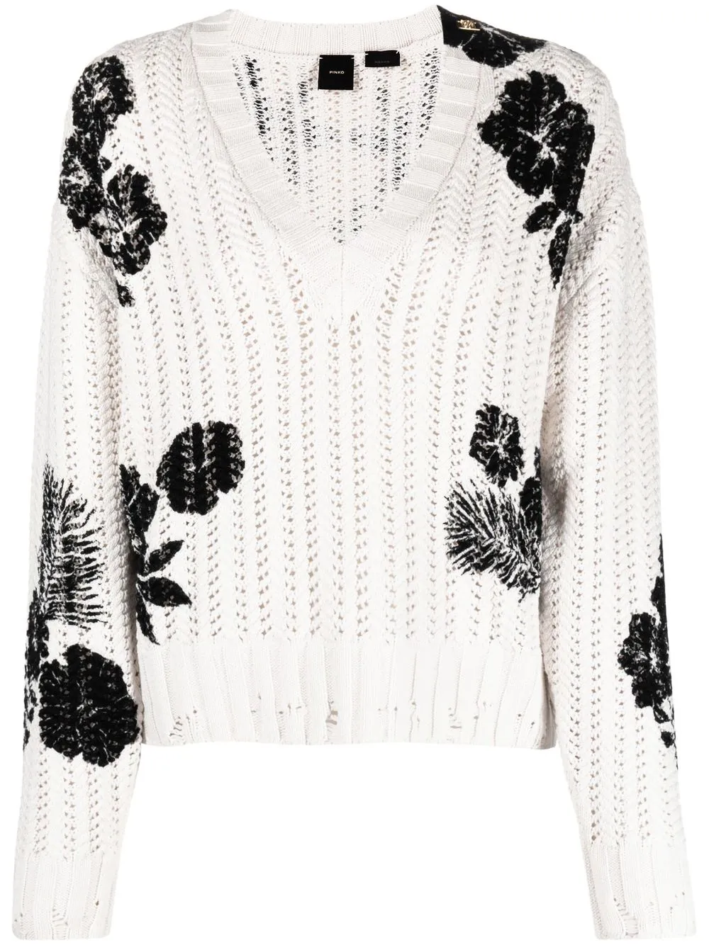 

PINKO V-neck floral jumper - White