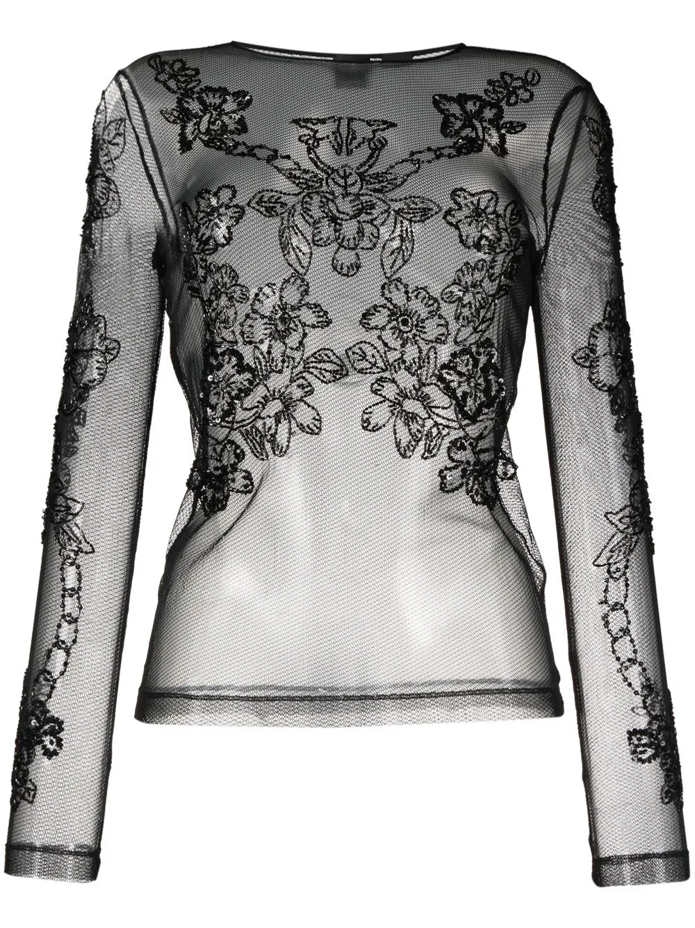

PINKO sequin-embellished semi-sheer top - Black