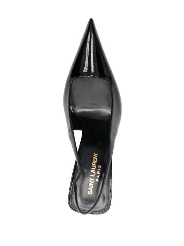 SAINT LAURENT Kiss patent-leather slingback pumps