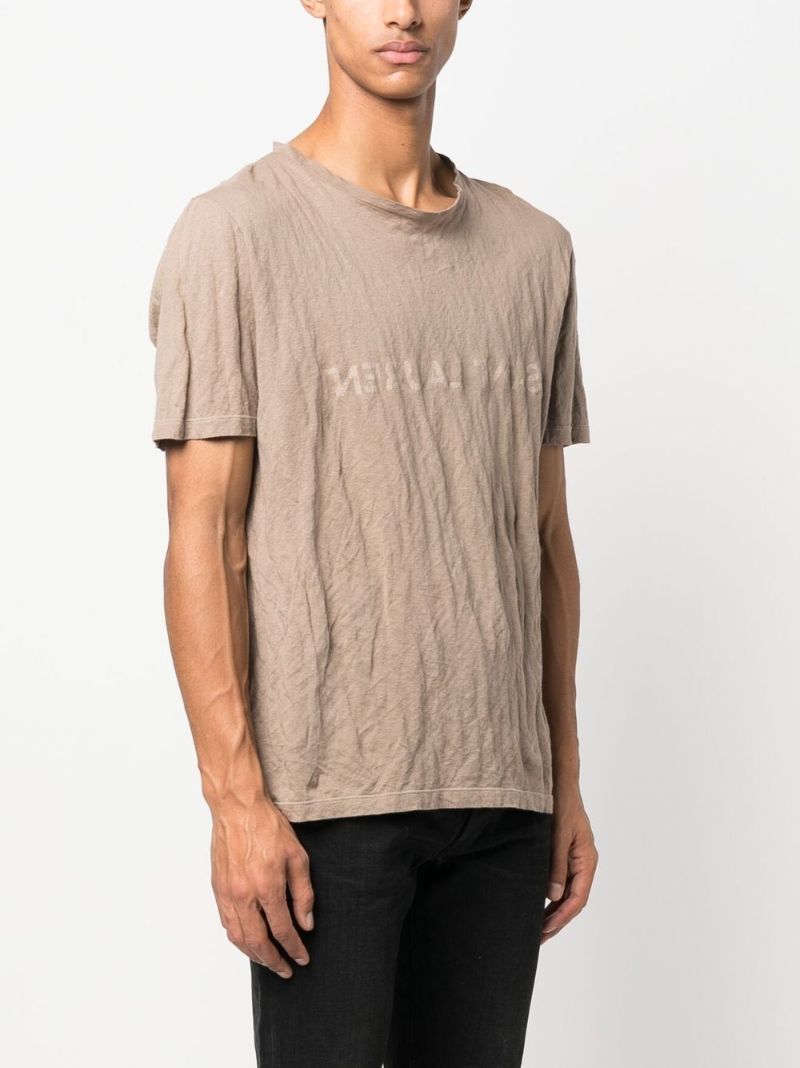 Saint Laurent logo-print cotton T-shirt neutrals | MODES