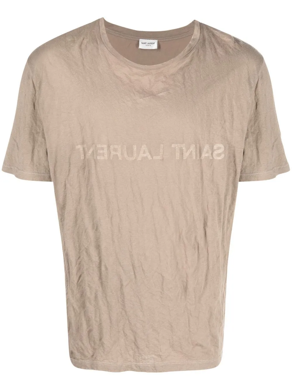 Saint Laurent T-shirt Mit Logo-print In Neutrals