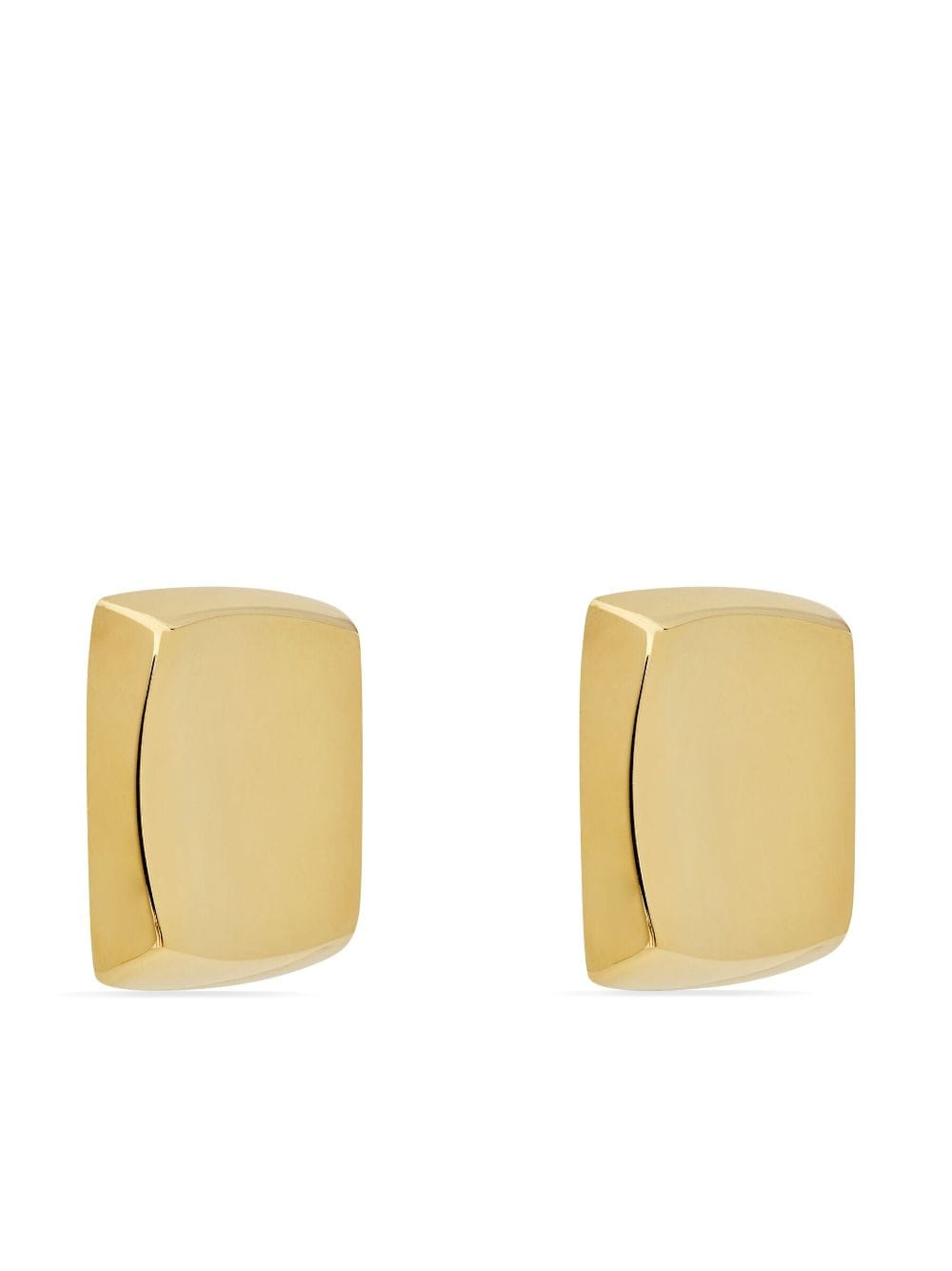 Shop Saint Laurent Curvy Square Curved-corners Earrings In Gold