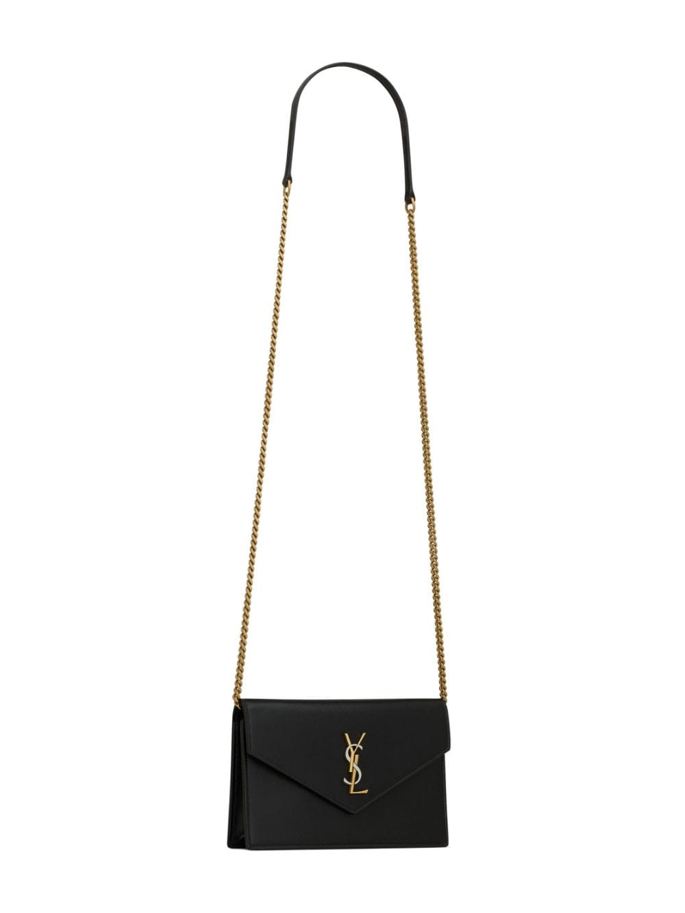 Shop Saint Laurent Envelope Logo-plaque Shoulder Bag In Black