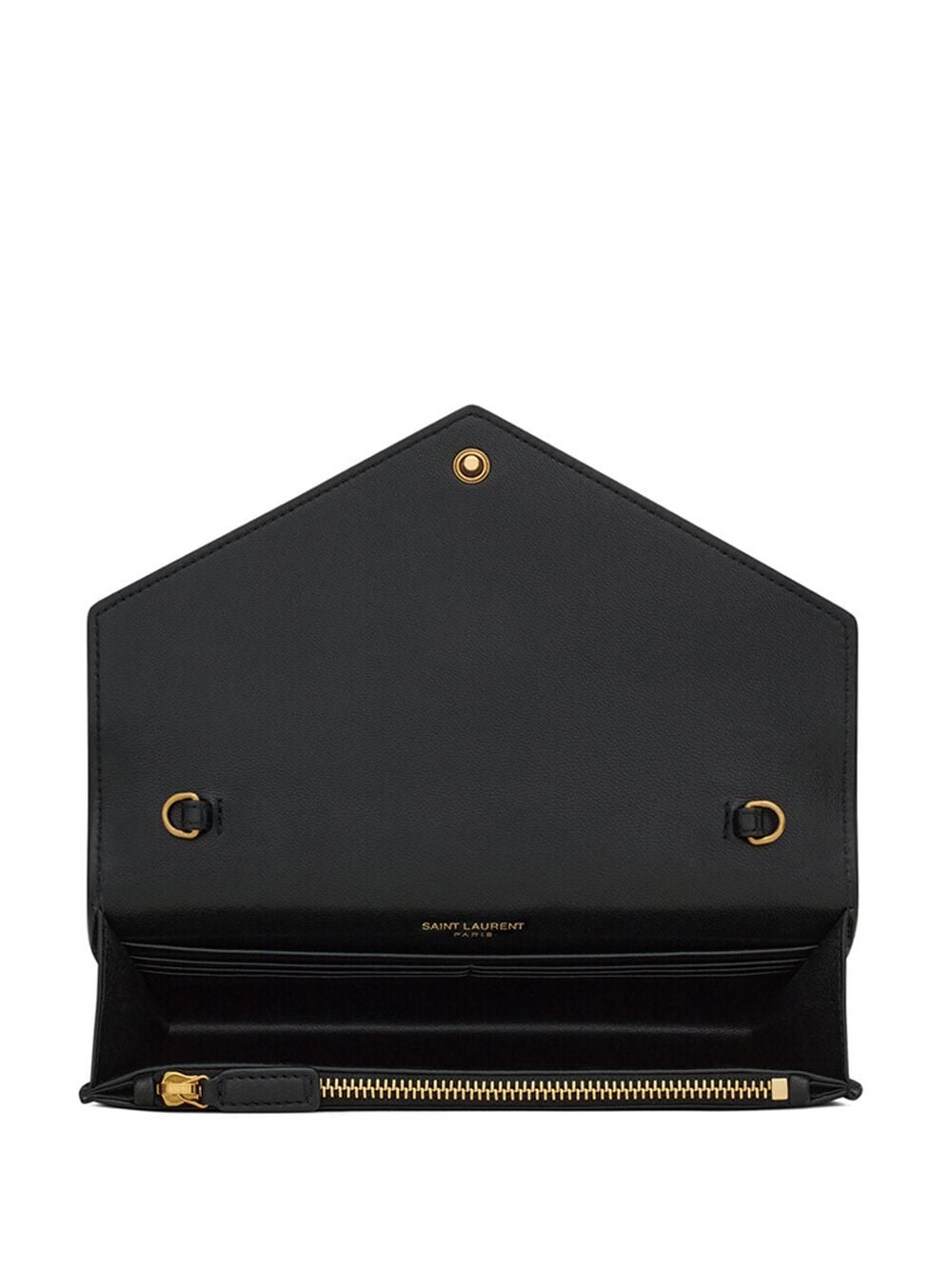 Shop Saint Laurent Envelope Logo-plaque Shoulder Bag In Black