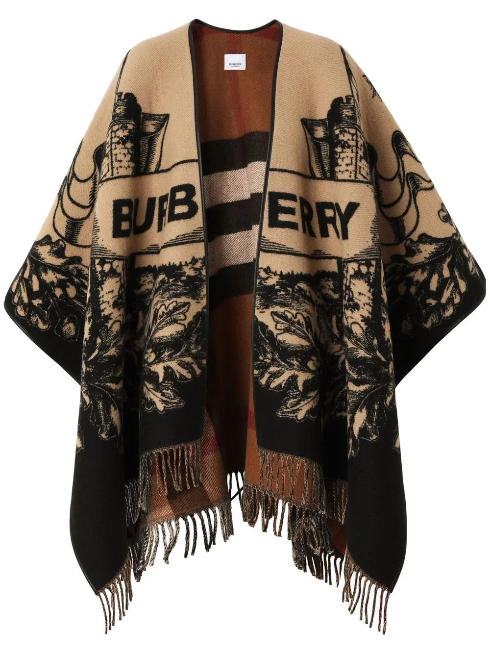 

Burberry EKD patterned jacquard cape - Brown