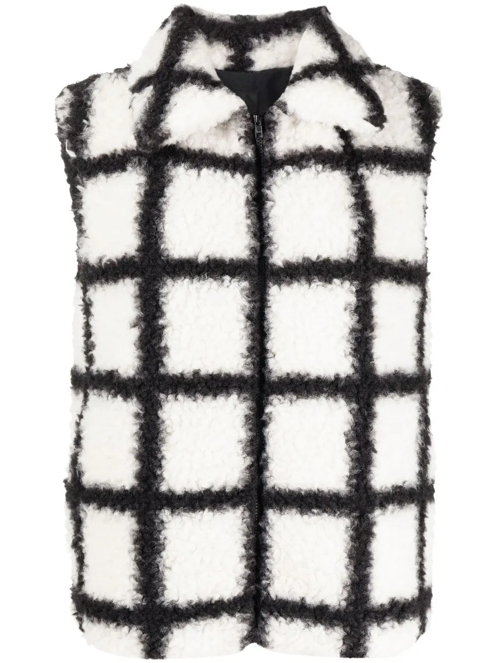 

Anna Sui grid-print zip-up vest - Black