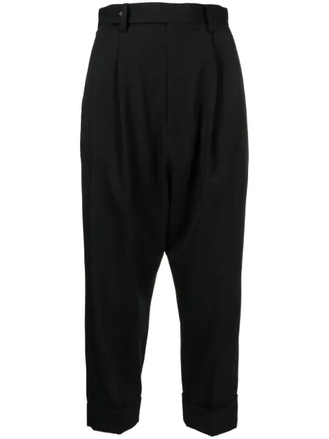 Yohji Yamamoto wool cropped tapered-trousers