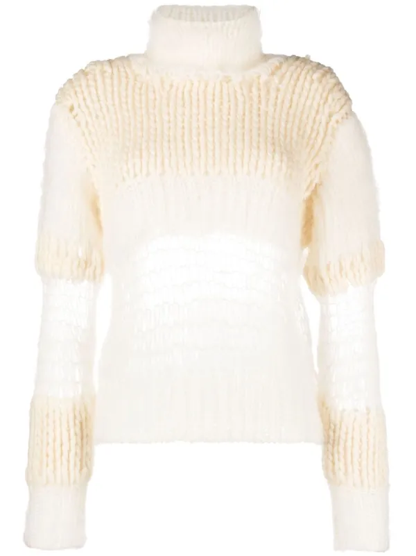 Knitted jumper in a wool blend - white