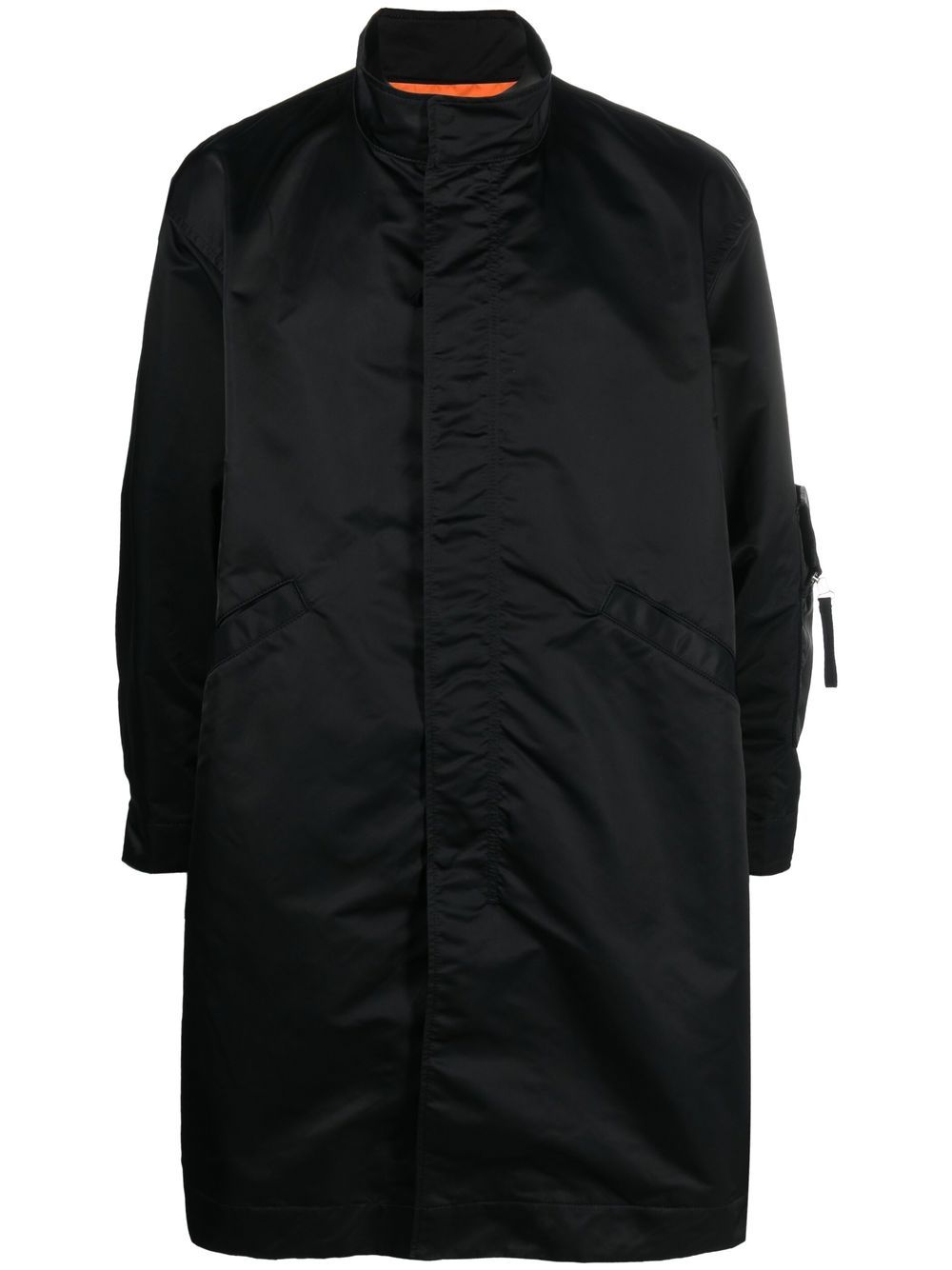 Undercover Funnel Neck Mid-length Coat In Black
