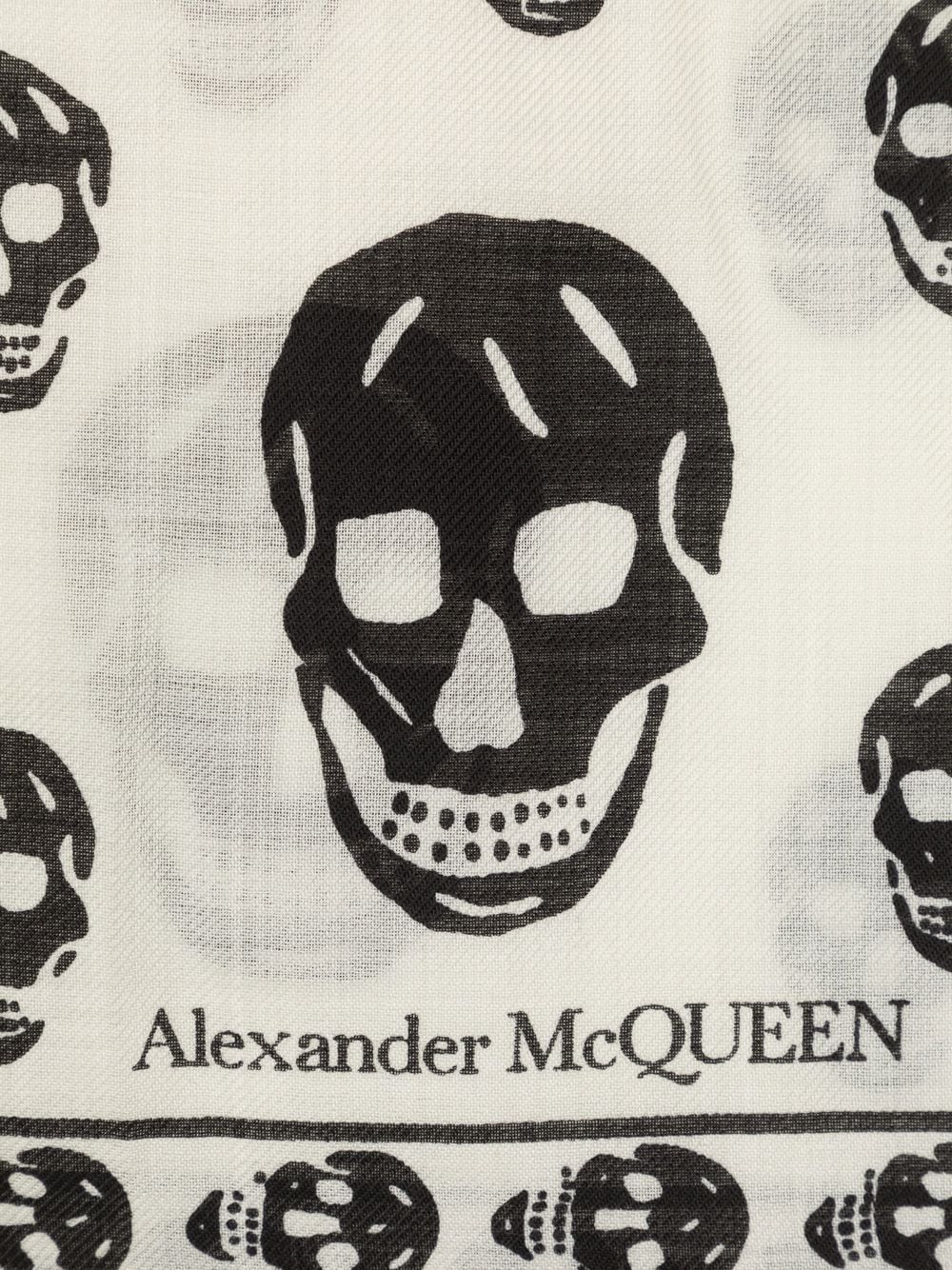 Shop Alexander Mcqueen Skull-print Wool Scarf In Neutrals