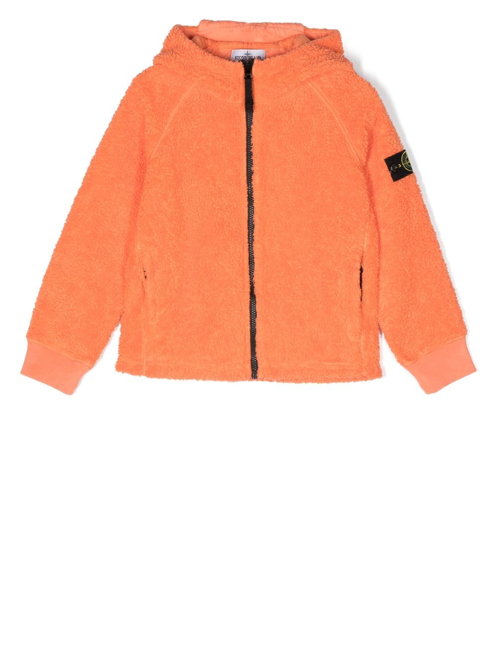 

Stone Island Junior logo-patch sleeve hooded jacket - Orange