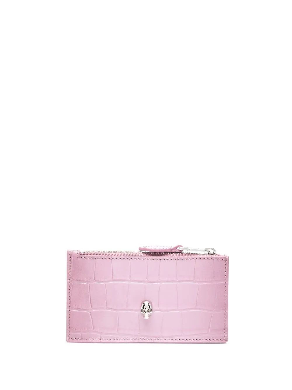 

Alexander McQueen croco-embossed skull wallet - Pink