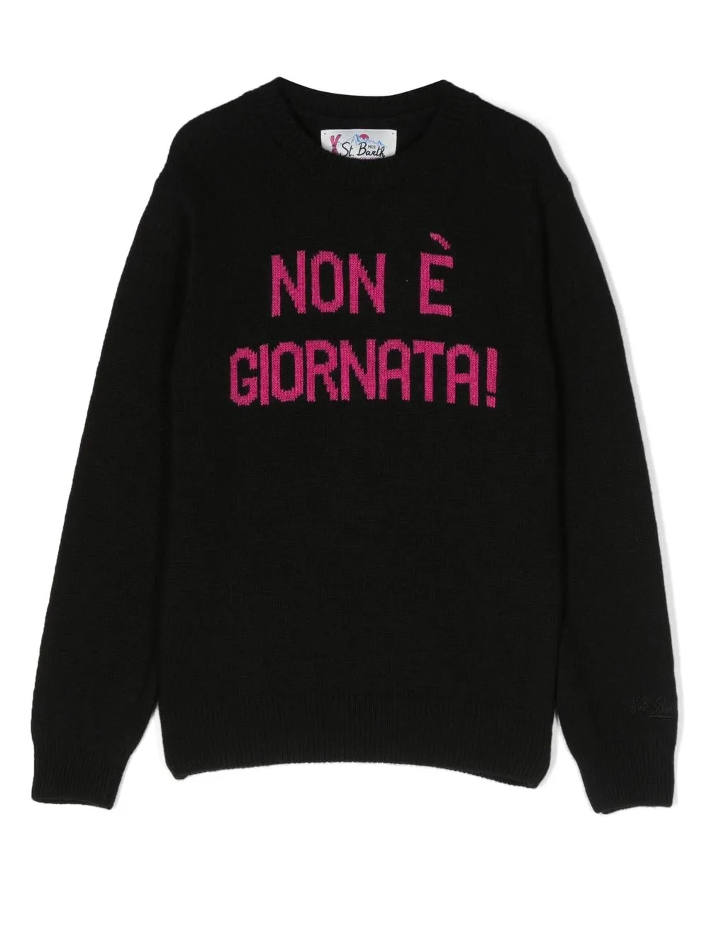 

MC2 Saint Barth Kids slogan intarsia-knit sweater - Black
