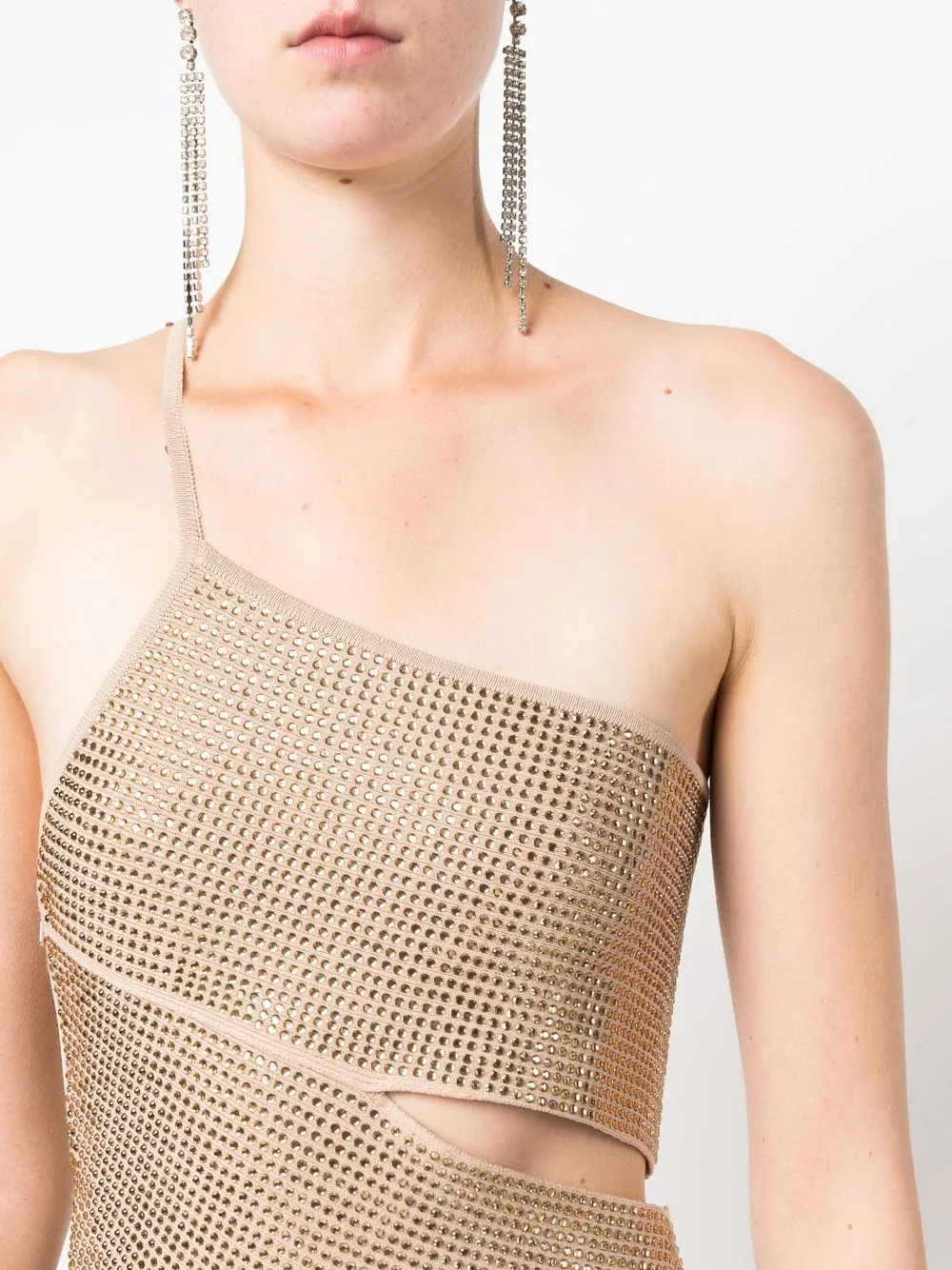 Andreädamo Crystal-embellished Asymmetric Dress In Neutrals