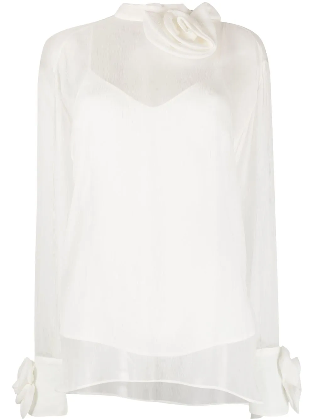

Ermanno Scervino 3D flower silk blouse - White