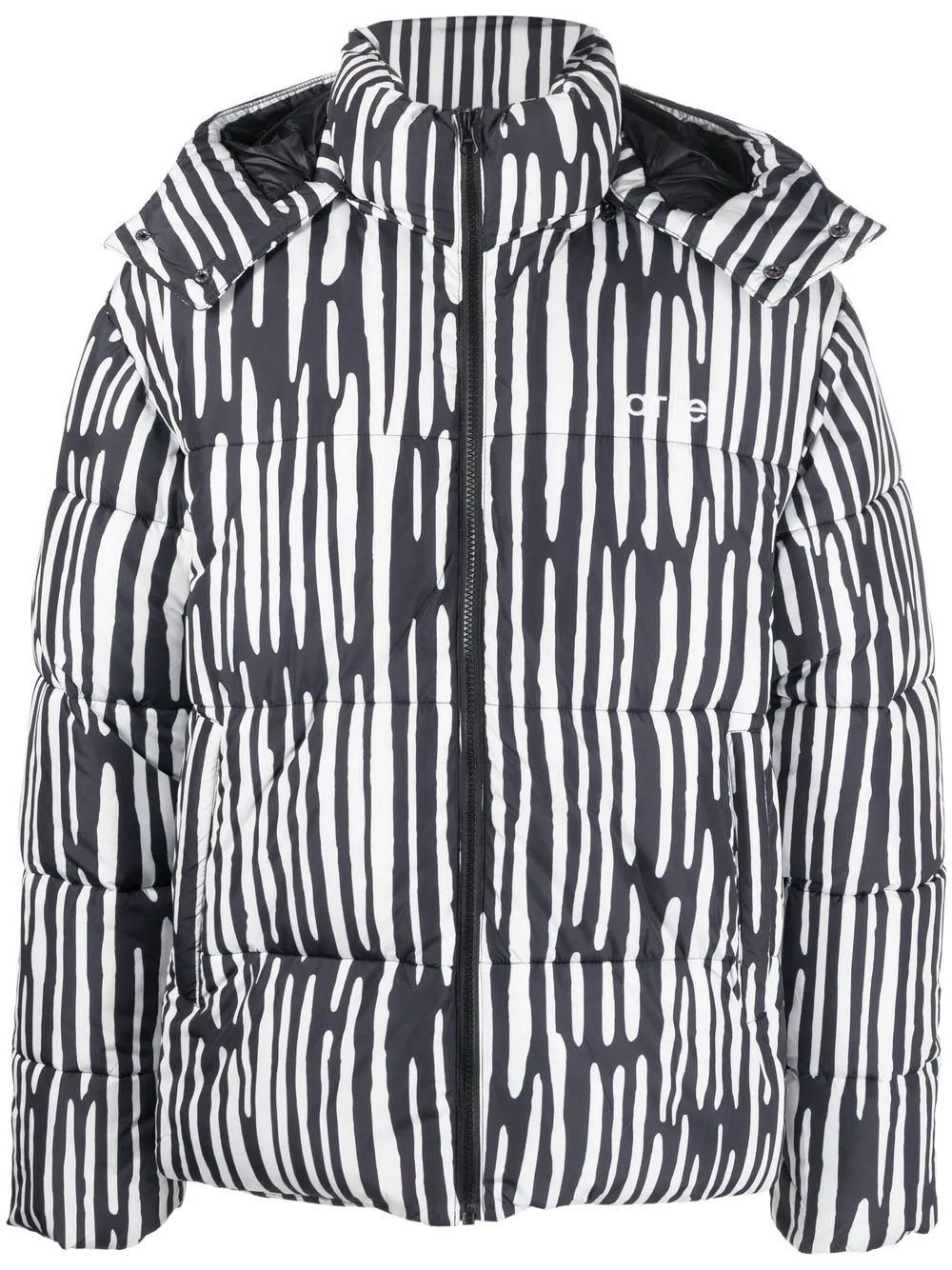 

ARTE graphic-print hooded padded jacket - Black