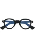 Lesca logo-print round-frame glasses - Black