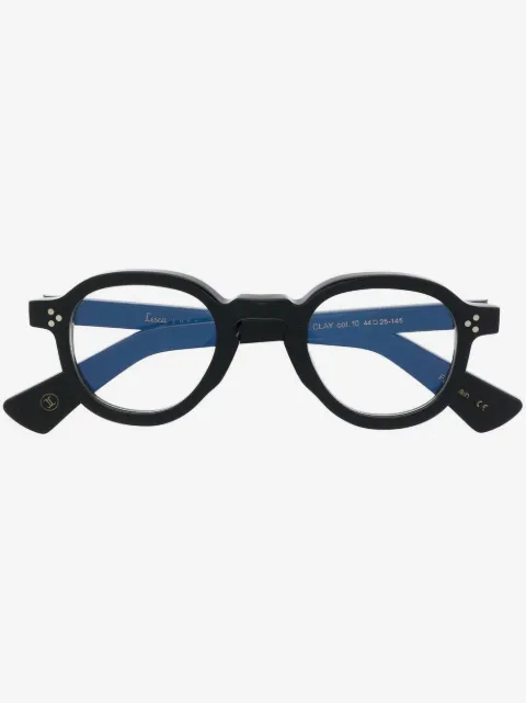 Lesca Runde Brille mit Logo-Print