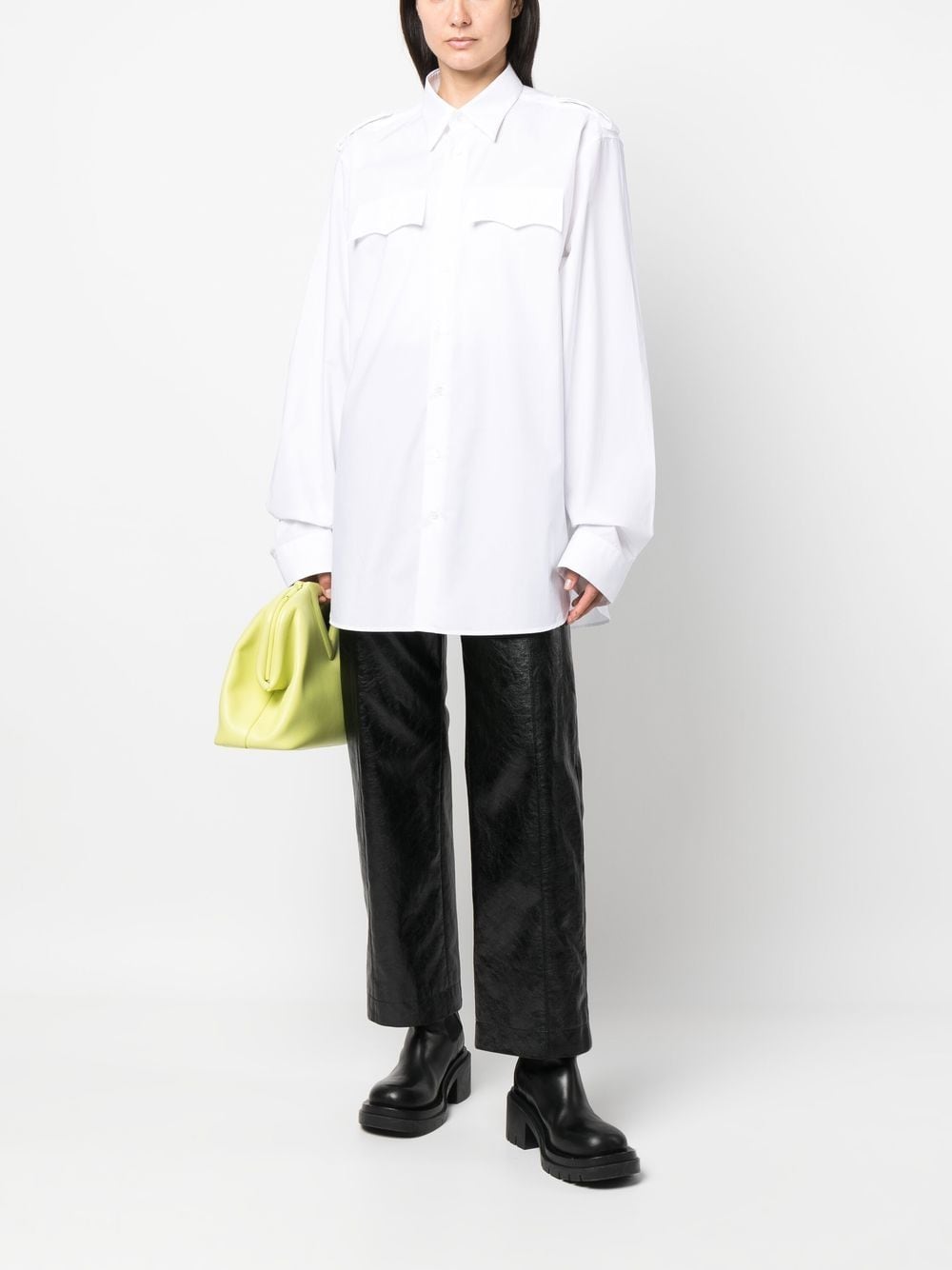 Shop Raf Simons Uniform Long-sleeved Cotton Shirt In White