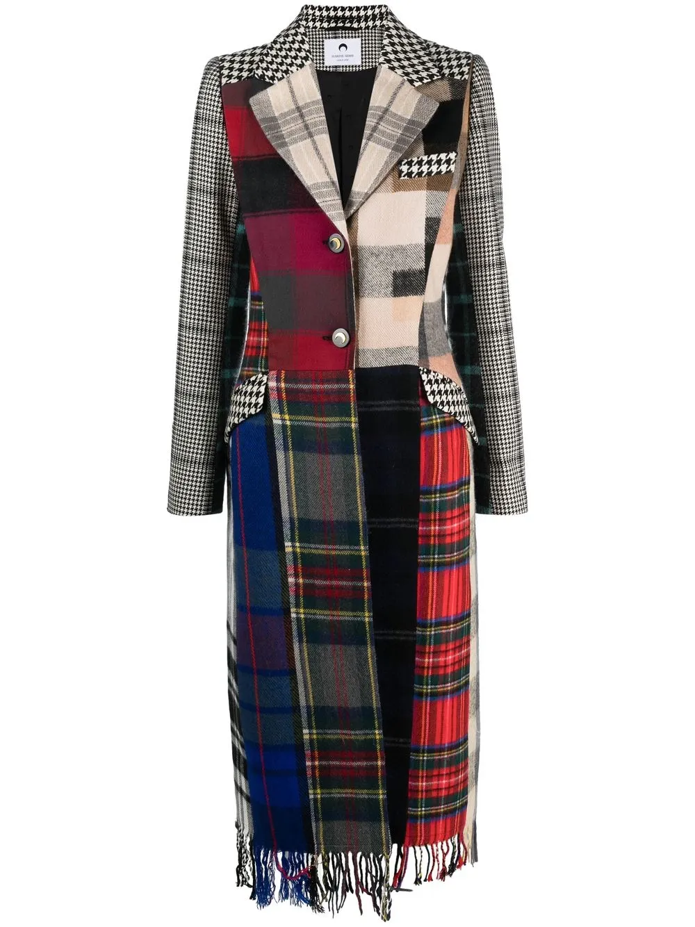 

Marine Serre contrast-panel checked coat - Black