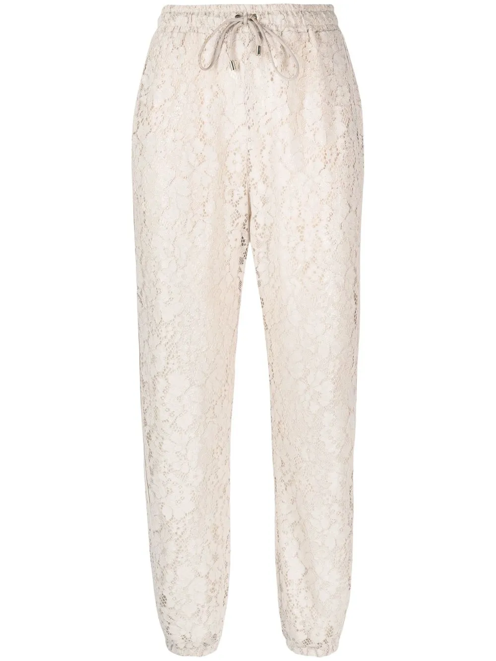 

PINKO floral-lace high-waisted track pants - Neutrals