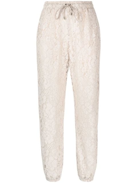 PINKO floral-lace high-waisted track pants